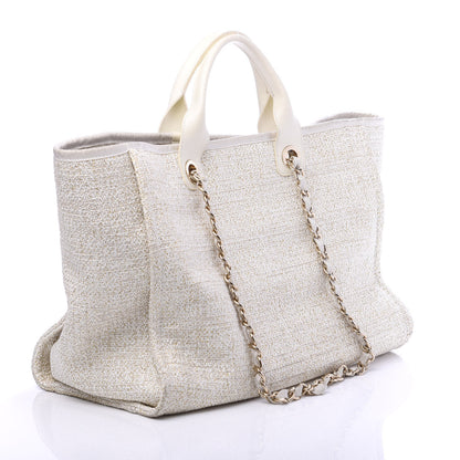 Chanel Lurex Boucle Medium Deauville Tote White 3 of 12