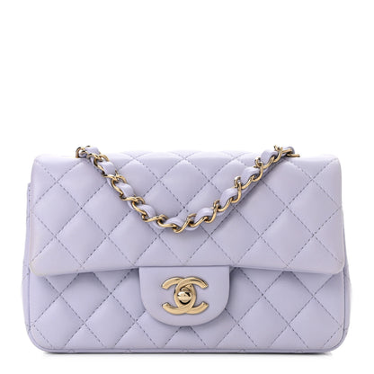 Chanel Lambskin Quilted Mini Rectangular Flap Light Purple 1 of 10