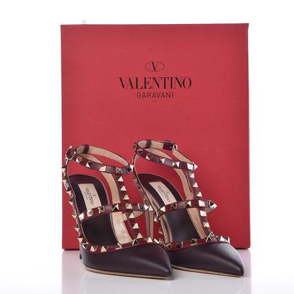 Valentino Garavani Calfskin Nappa Rockstud Ankle Strap 100mm Pumps 37.5 Griotte 8 of 8
