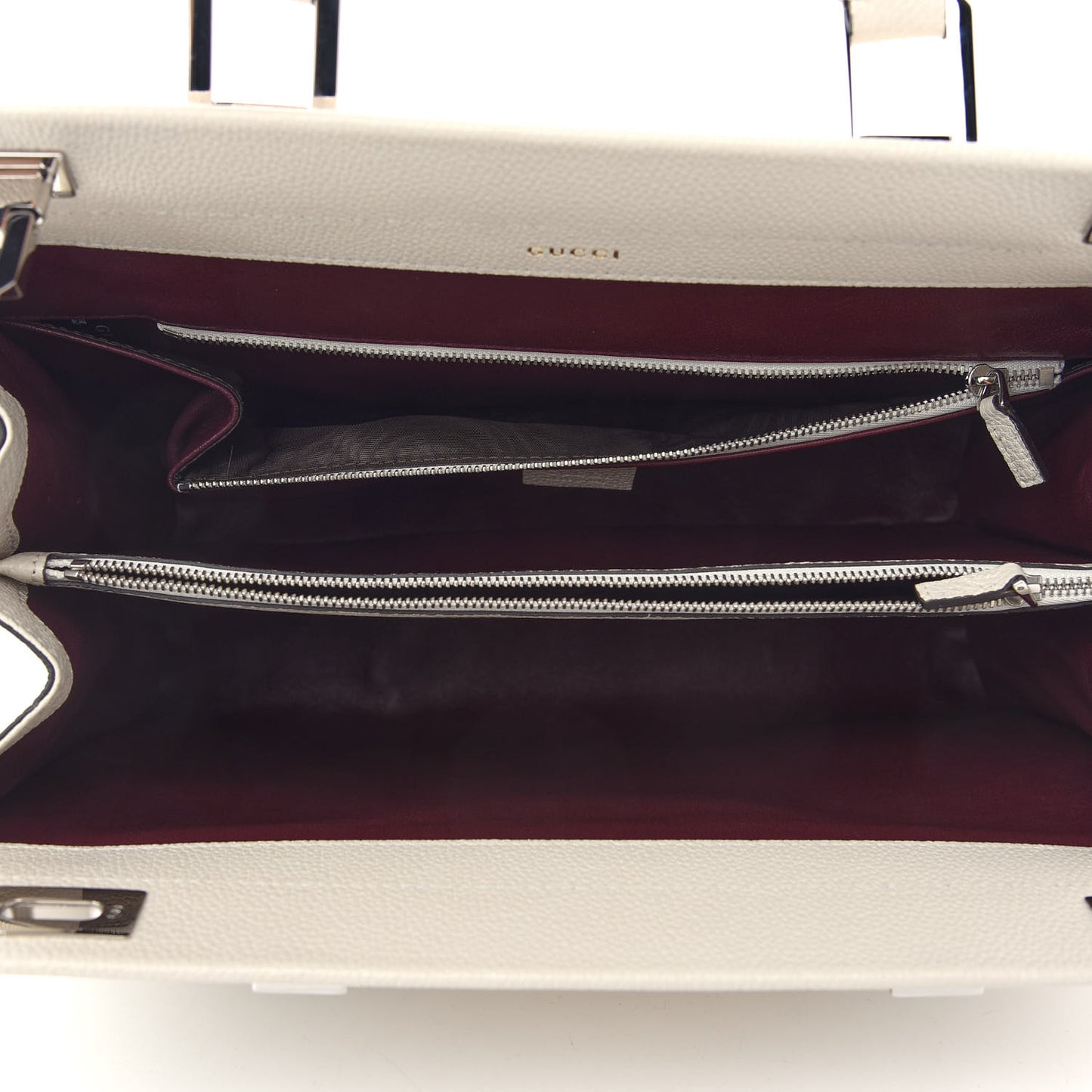 Grainy Calfskin Medium Zumi Top Handle Bag Mystic White