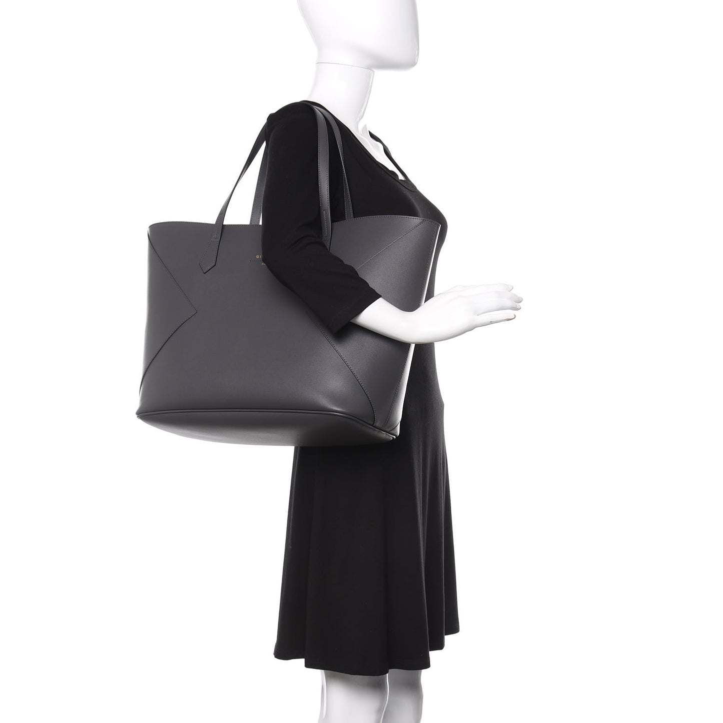 Smooth Calfskin Wing Shopper Tote Grey