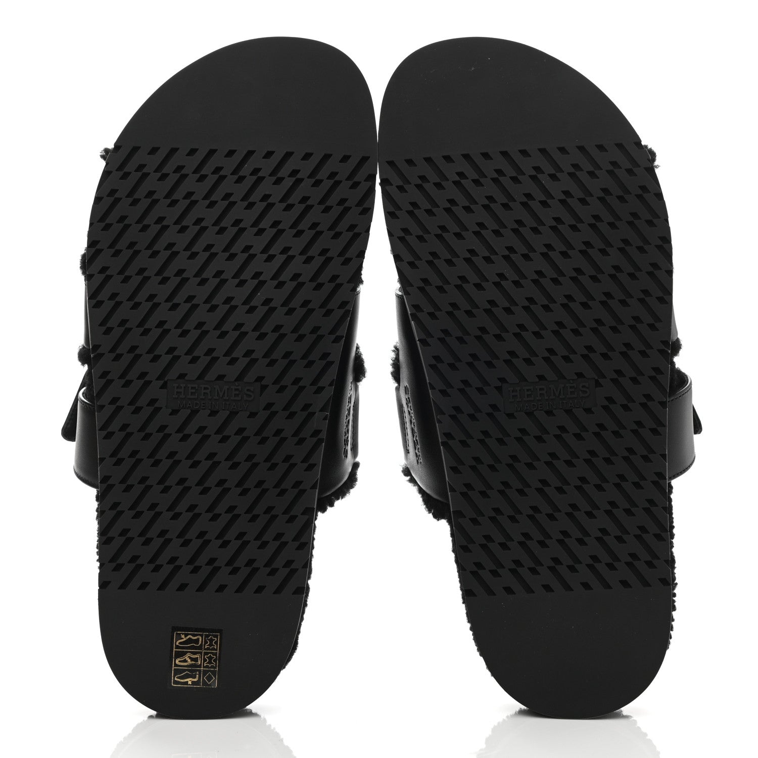 Hermes Calfskin Woolskin Womens Chypre Sandals 39 Black 5 of 8