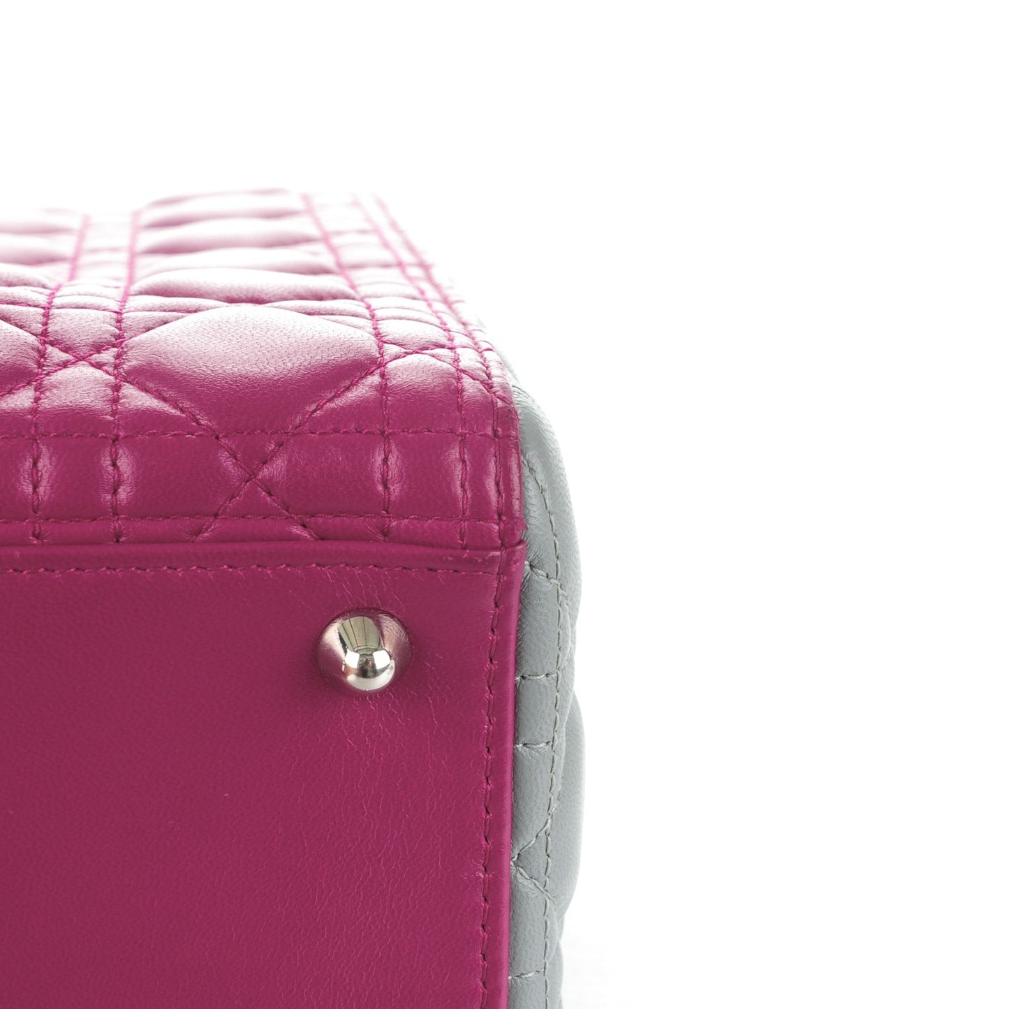 Lambskin Cannage Large Tri-Color Lady Dior Toxic Purple Grey Light Blue