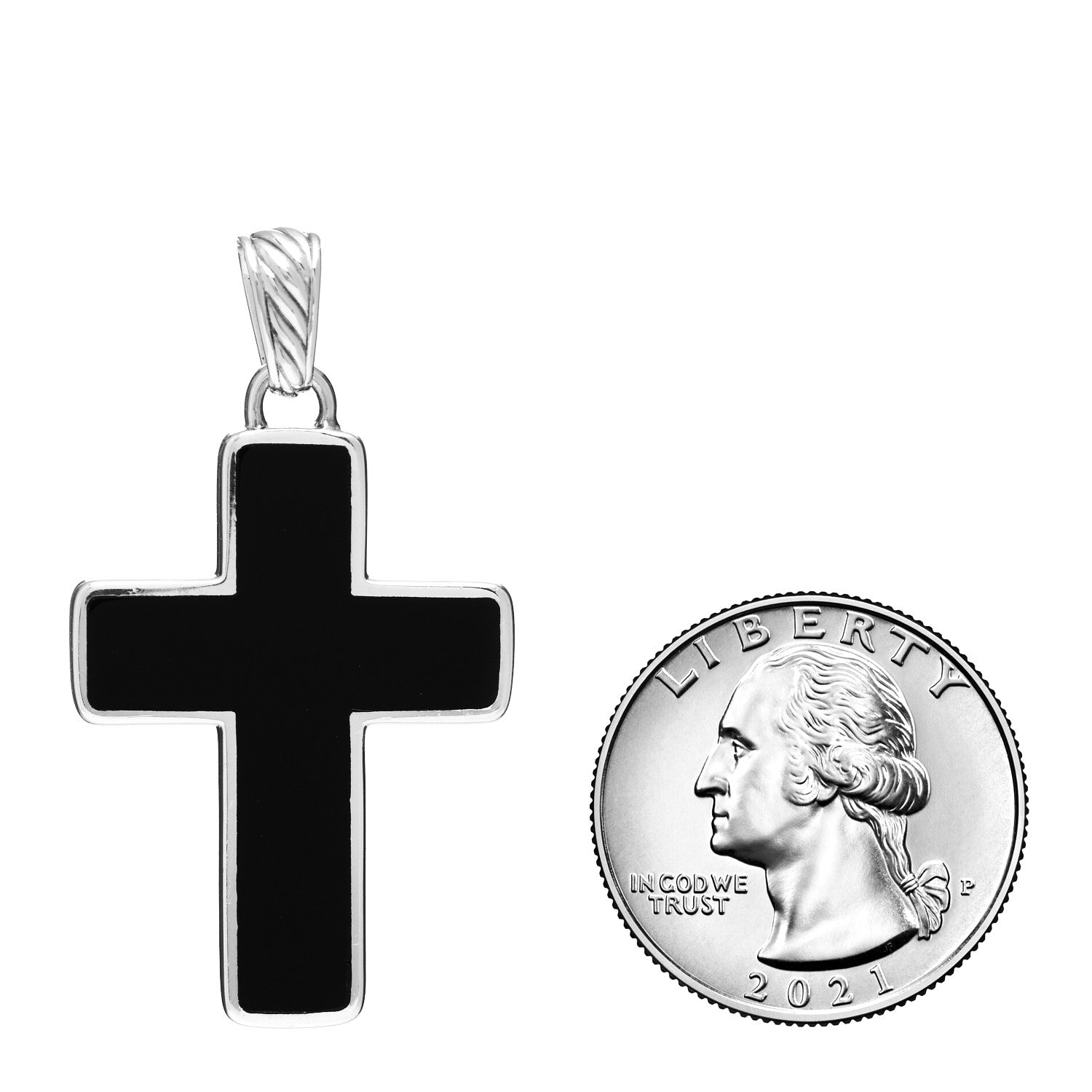 David Yurman Sterling Silver Black Onyx Exotic Stone Cross Pendant 2 of 3