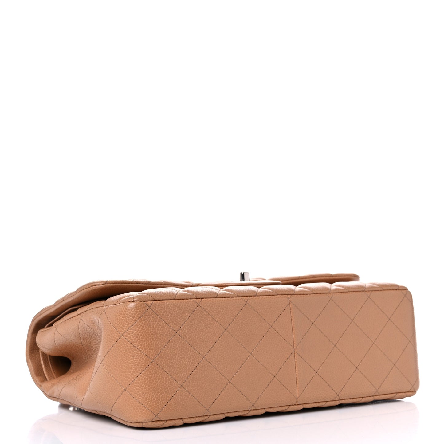 Caviar Quilted Jumbo Double Flap Light Brown