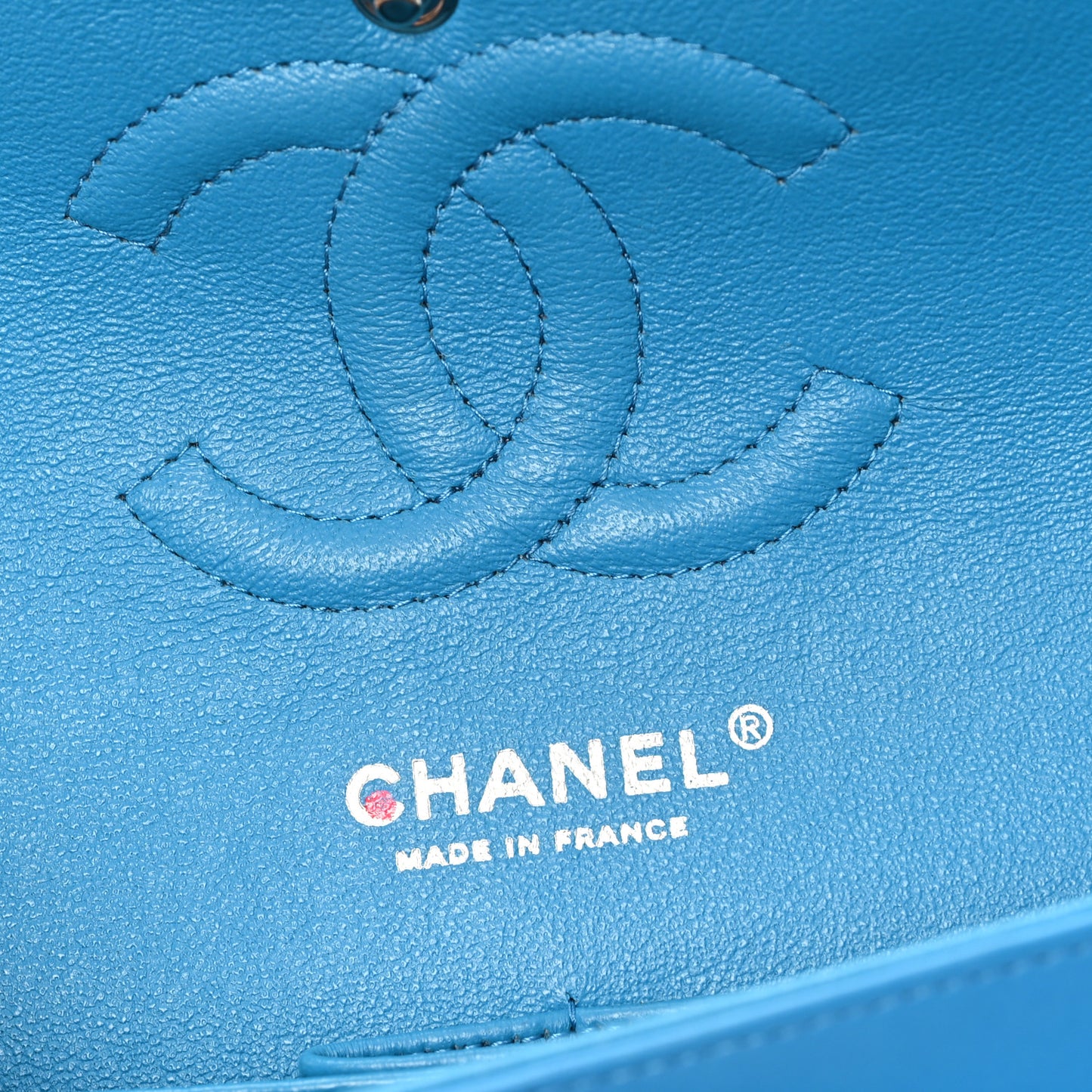 Patent Quilted Medium Double Flap Turquoise