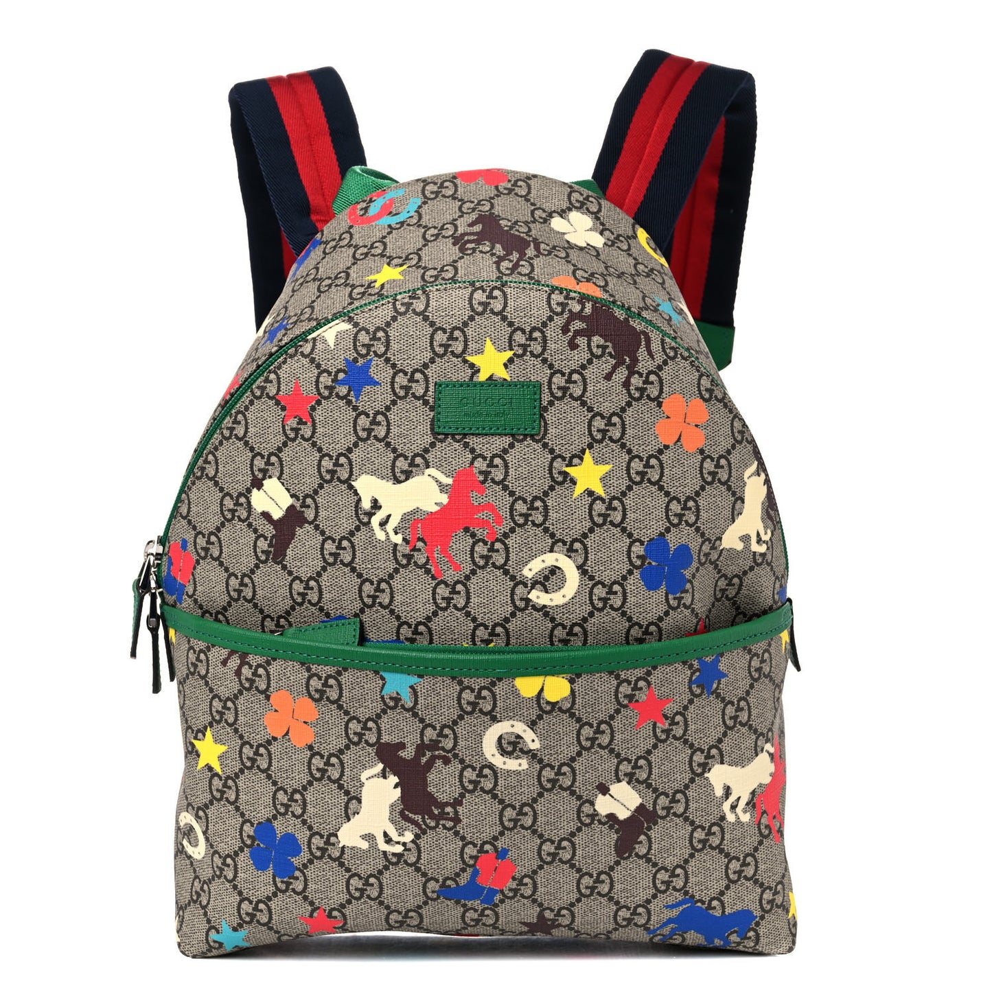 GG Supreme Monogram Ranch Childrens Backpack Beige Ebony Multicolor New Shamarock