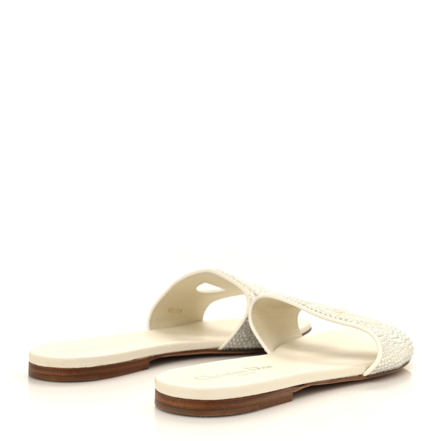 Crystal Calfskin D-Club Mule Sandal 39 White