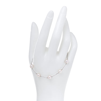Mikimoto 18K White Gold 6.5mm Akoya Pearl Station Bracelet 3 of 5
