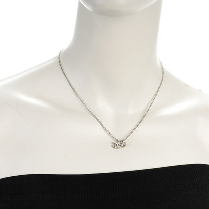 Chanel Crystal Mini Heart CC Necklace Silver 2 of 4
