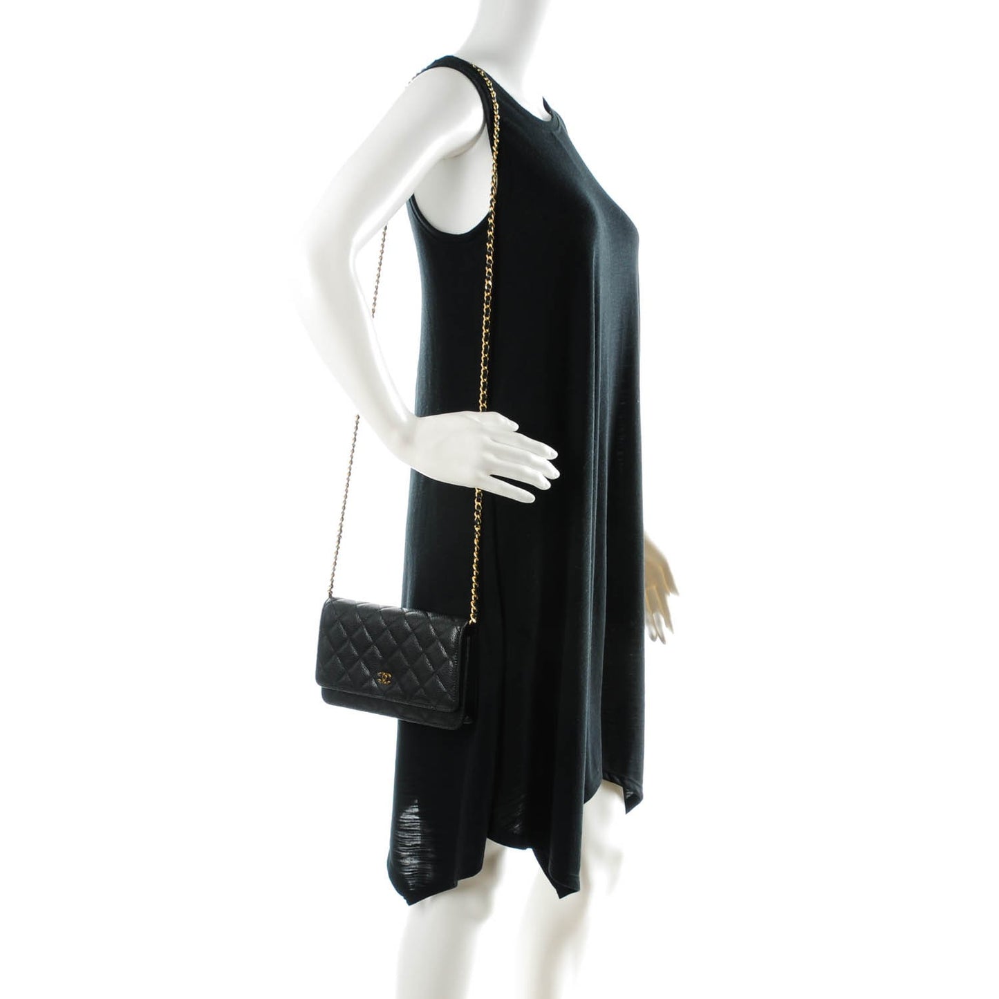 Caviar Quilted Wallet On Chain WOC Black