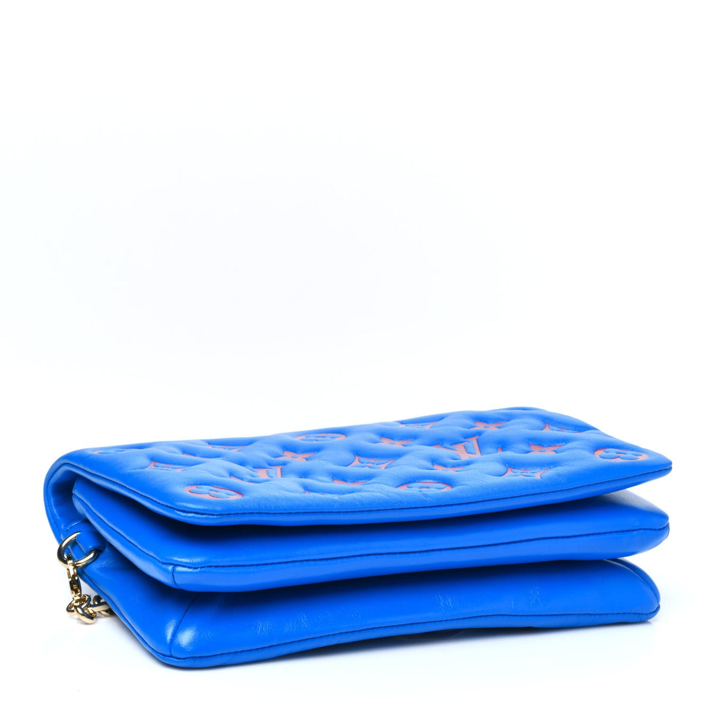 Lambskin Embossed Monogram Vuittamins Pochette Coussin Blue Red