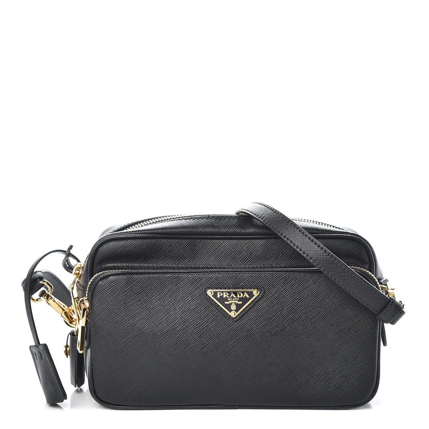 Saffiano Lux Camera Case Crossbody Bag Black