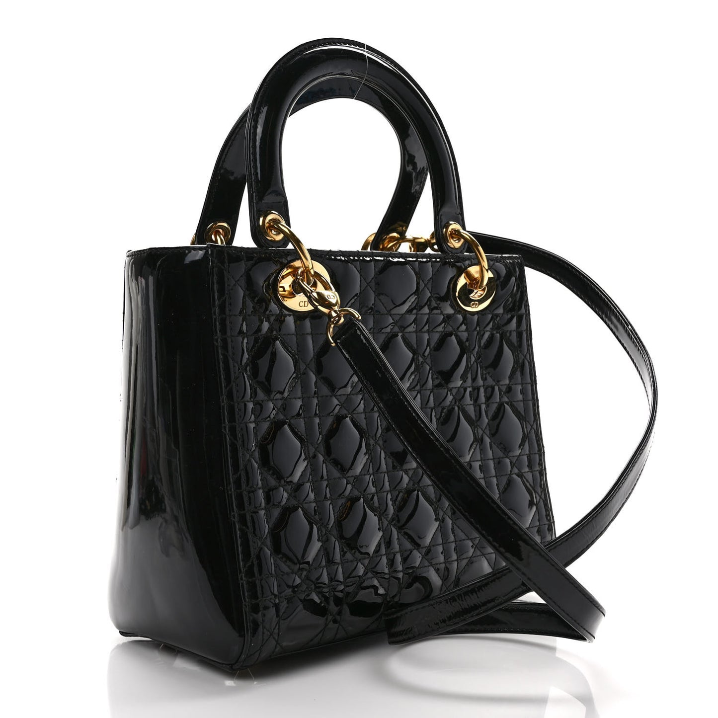 Patent Cannage Medium Lady Dior Black