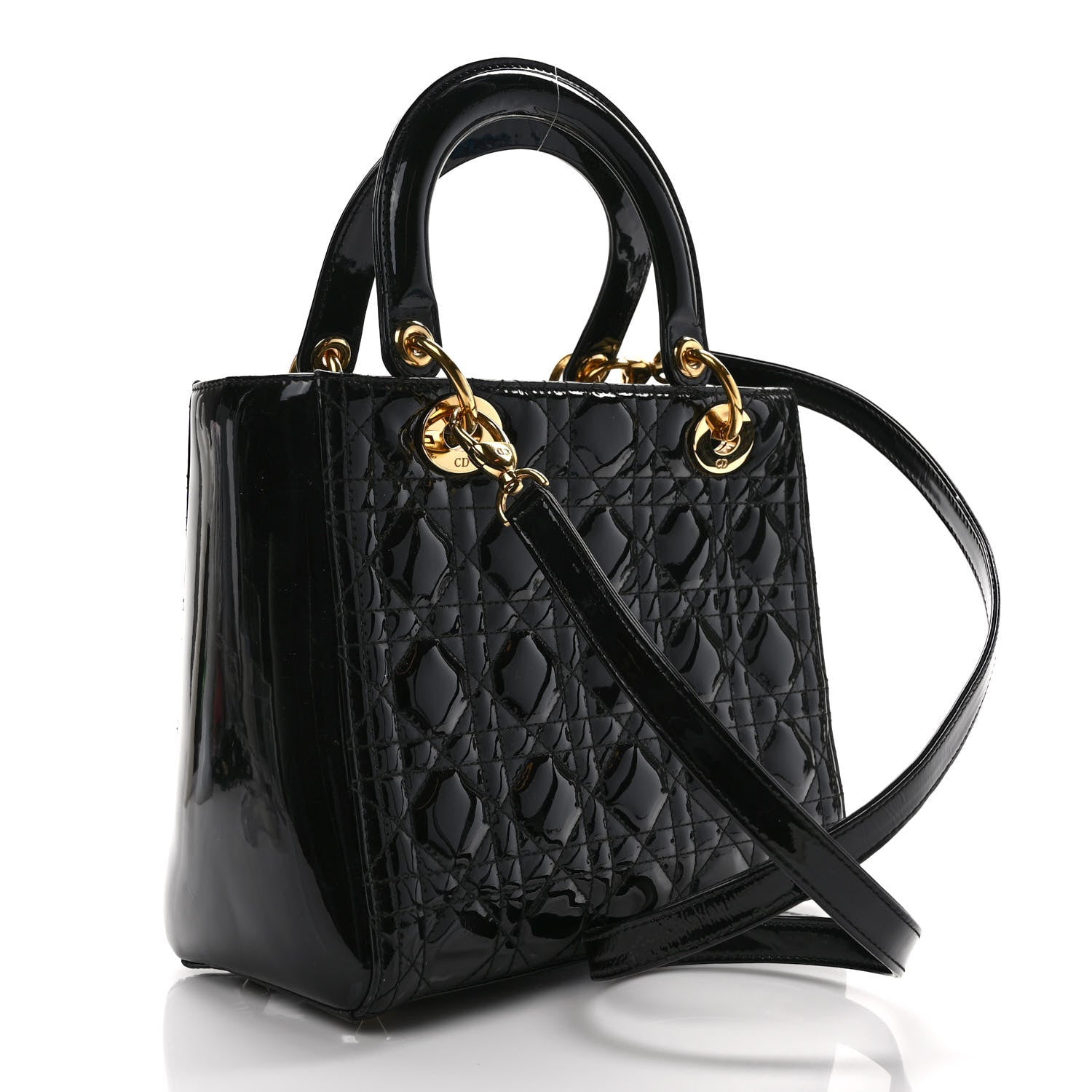 Christian Dior Patent Cannage Medium Lady Dior Black 3 of 9