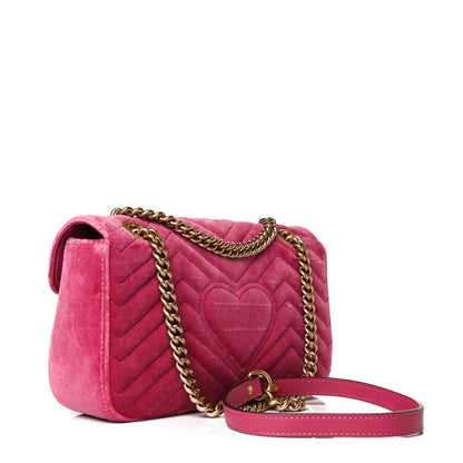 Gucci Velvet Matelasse Small GG Marmont Shoulder Bag Light Raspberry Rose 3 of 12