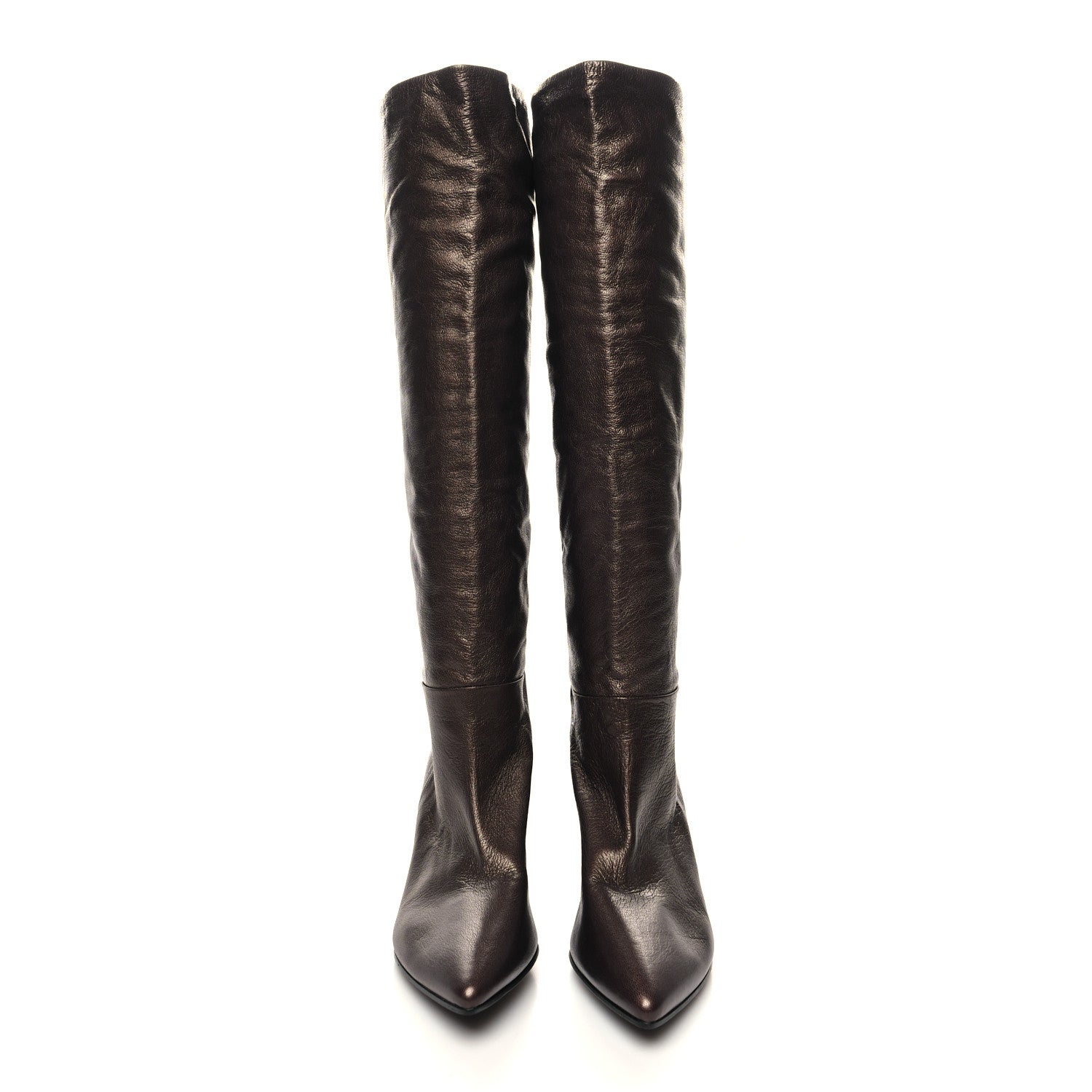 Prada Metallic Calfskin Knee High 105mm Boots 36.5 Bronze 2 of 7