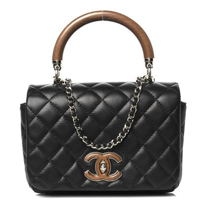 Chanel Lambskin Quilted Wood Mini Coco Handle Flap Black 1 of 12