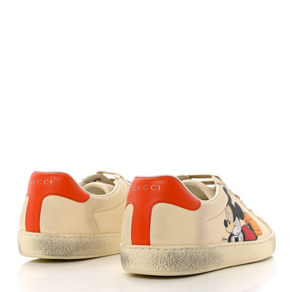 Gucci X DISNEY Miro Soft Calfskin Mickey Mouse Print Mens Ace Sneakers 9 Ivory Deep Orange 4 of 9