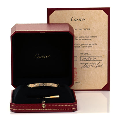 Cartier 18K Yellow Gold 4 Diamond LOVE Bracelet 17 6 of 6