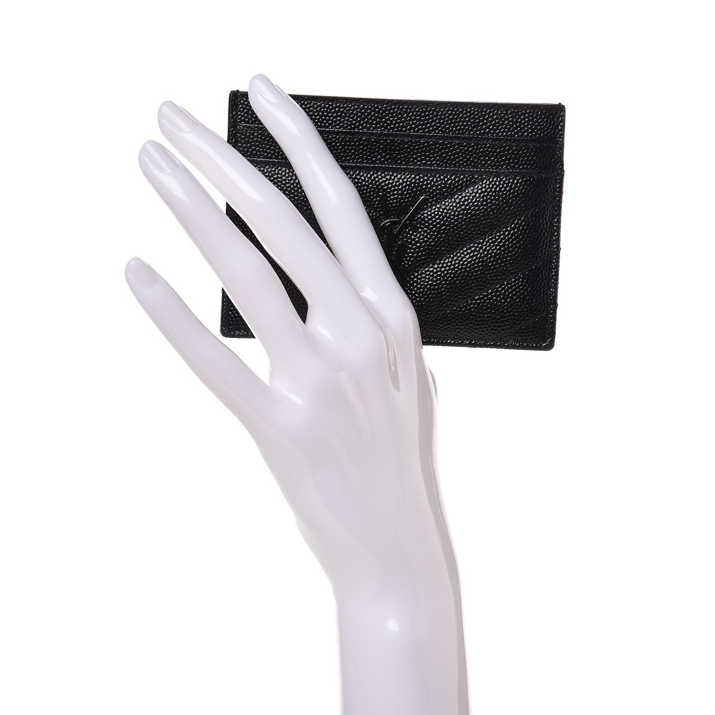 Grain De Poudre Matelasse Chevron Monogram Credit Card Case Black