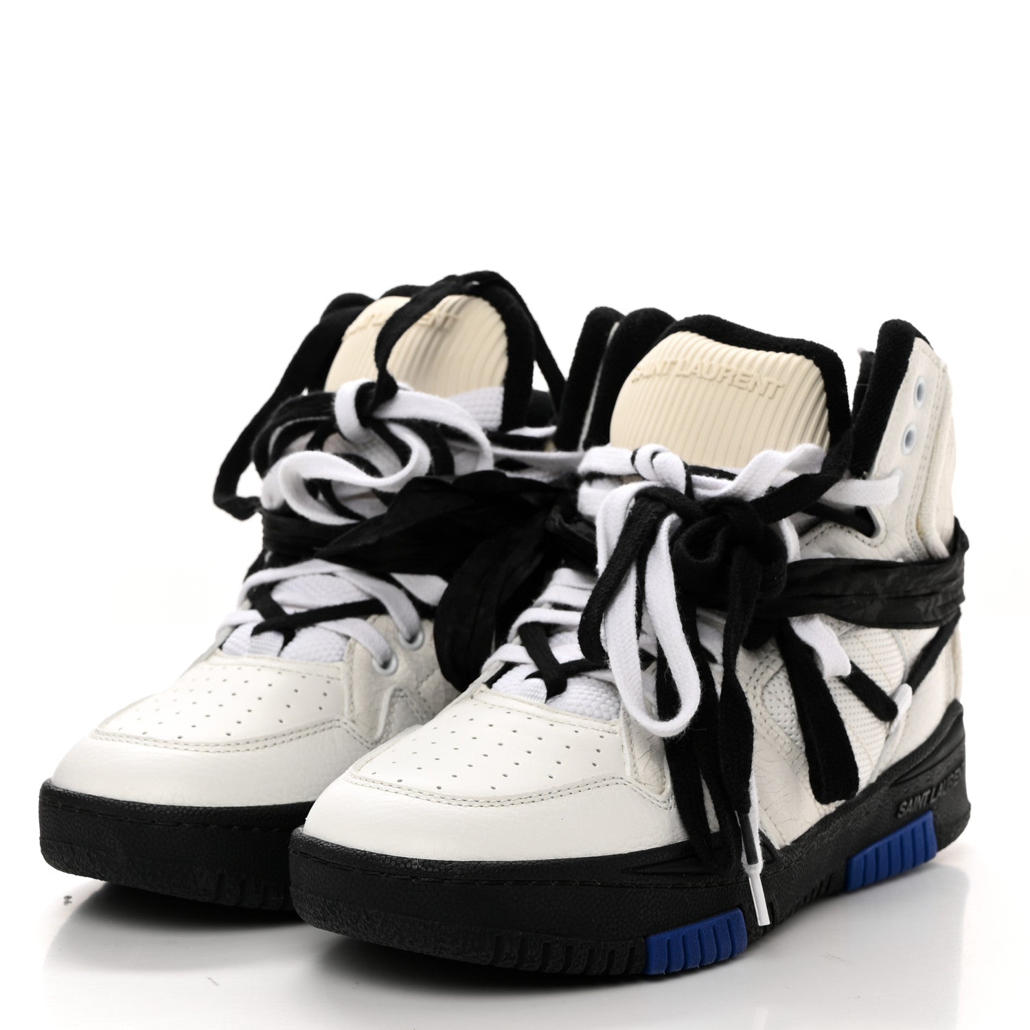 Saint Laurent Calfskin Smith High Top Sneakers 39 White Black 3 of 8