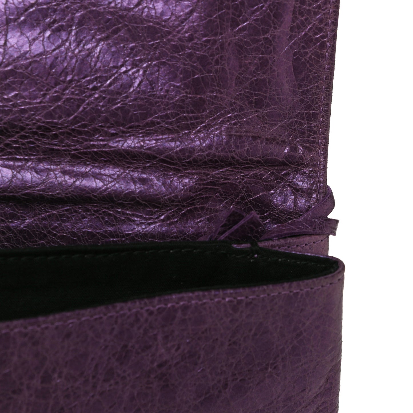Agneau Classic Hardware Envelope Clutch Metallic Purple