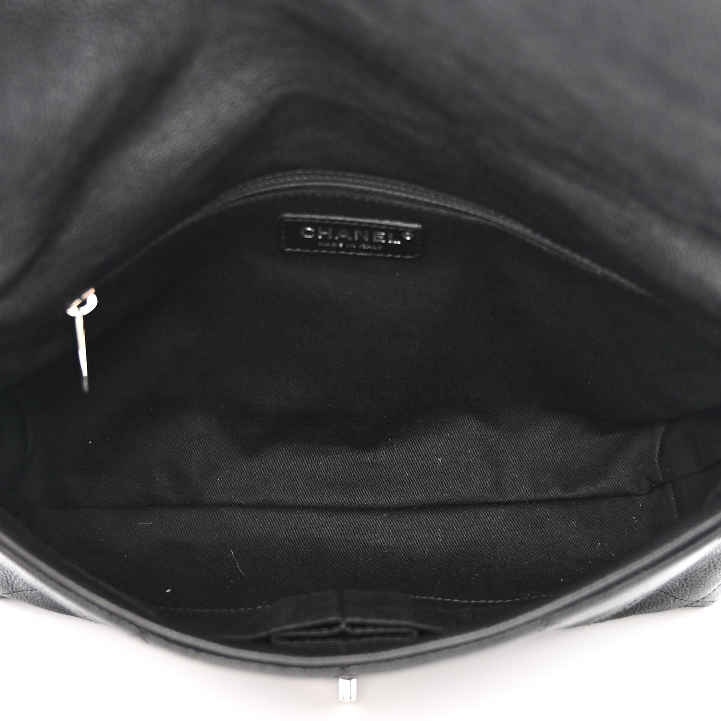 Grained Calfskin Stitched Small Braided With Style Flap Black
