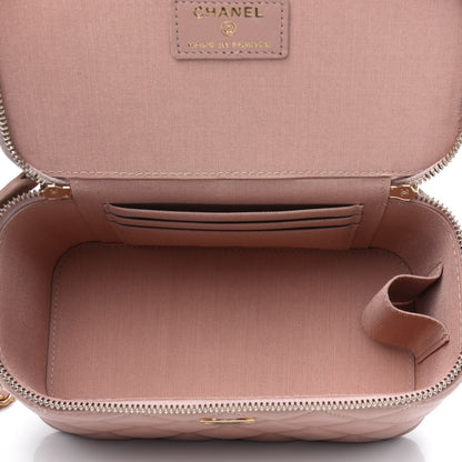 Chanel Lambskin Quilted Small Top Handle Vanity Case With Chain Beige 3 of 4