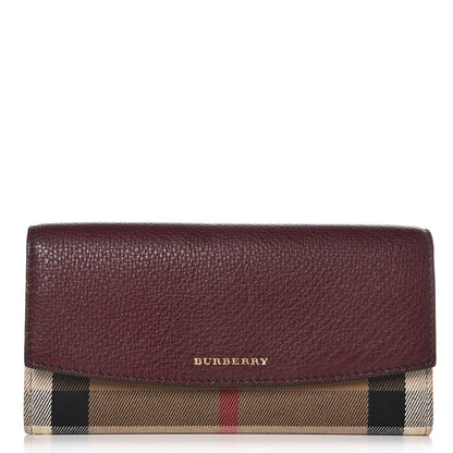 Burberry Grainy Calfskin House Check Continental Wallet Mahogany Red 1 of 9