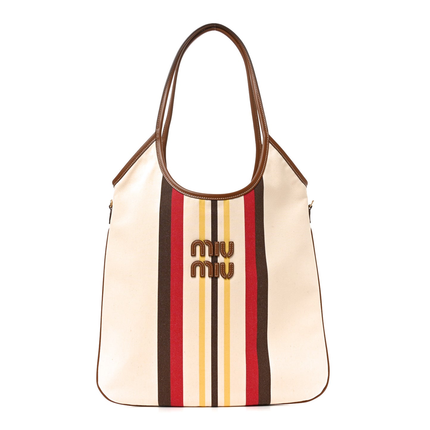 Canvas Calfskin Striped Ivy Beige Naturale Moro