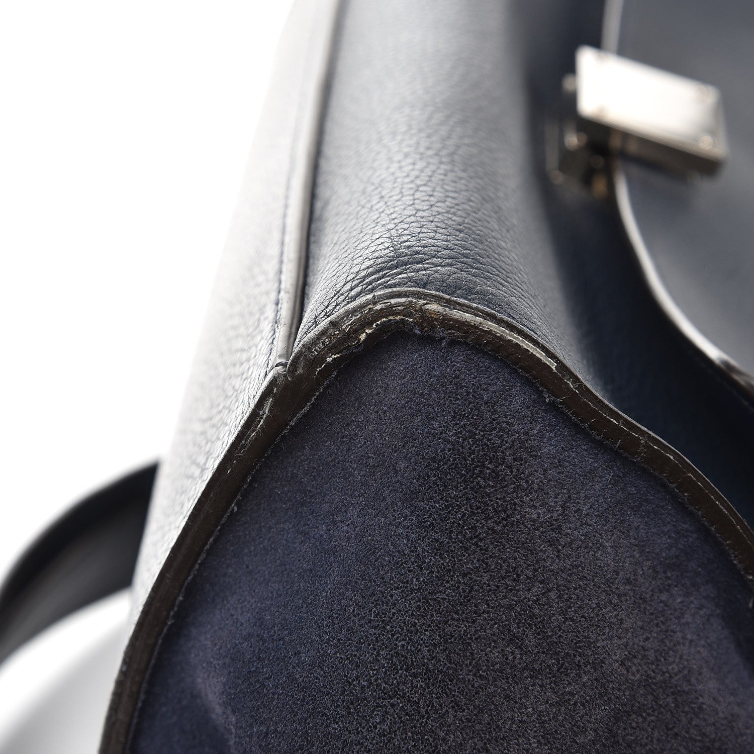 Celine Drummed Calfskin Suede Medium Trapeze Navy 13 of 15