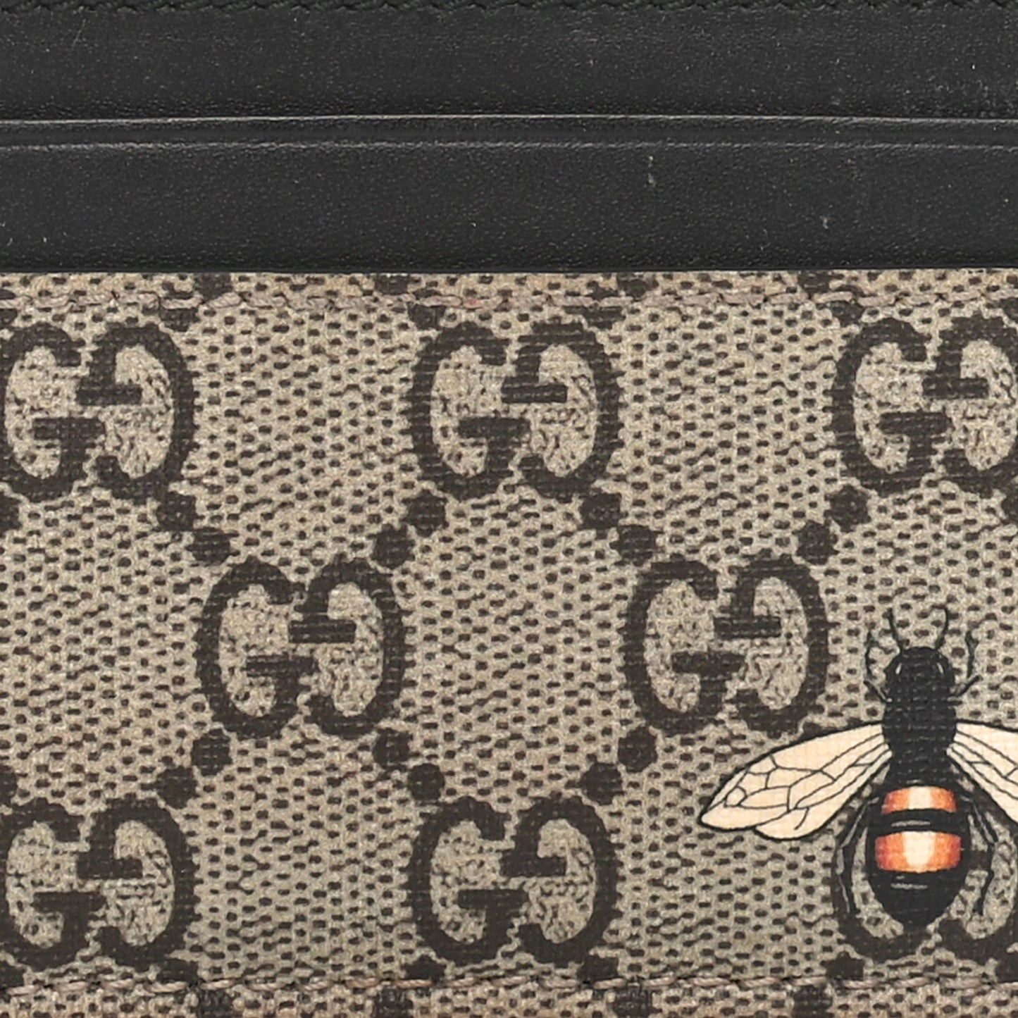 GG Supreme Monogram Bee Print Card Holder Black