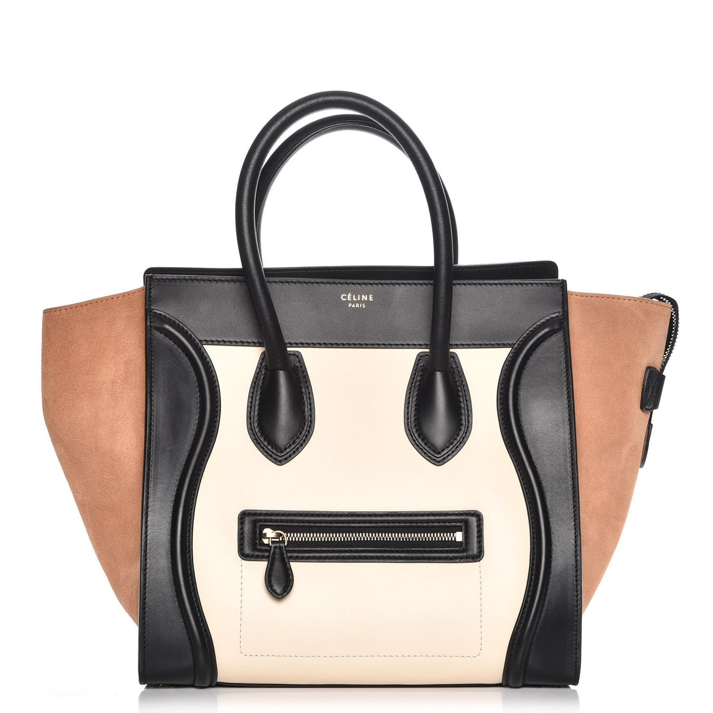 Satin Calfskin Suede Mini Tri-Color Luggage Seashell