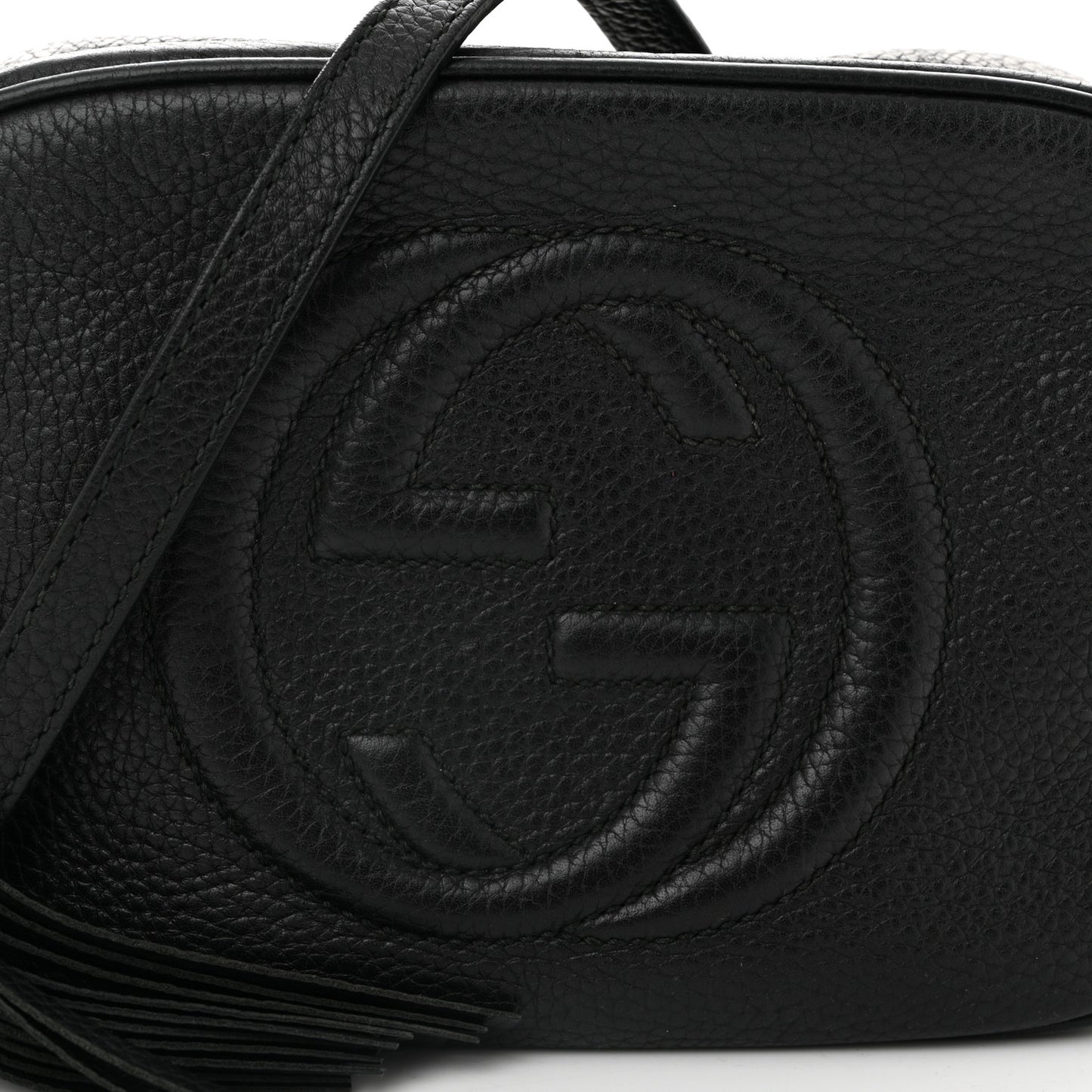 Pebbled Calfskin Small Soho Disco Bag Black