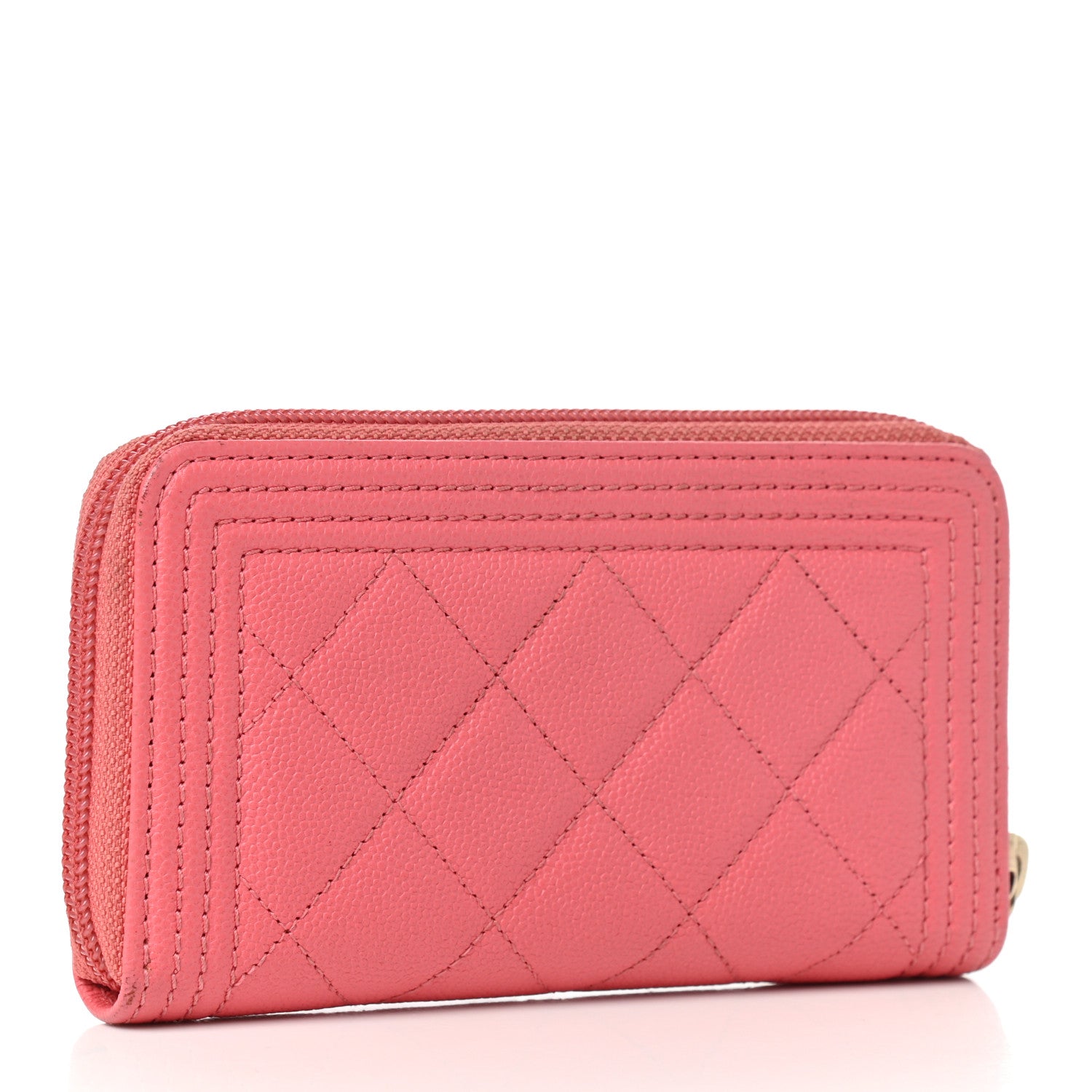 Chanel Caviar Quilted Small Boy Zip Around Wallet Pink 3 of 8