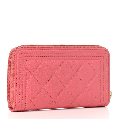 Chanel Caviar Quilted Small Boy Zip Around Wallet Pink 3 of 8