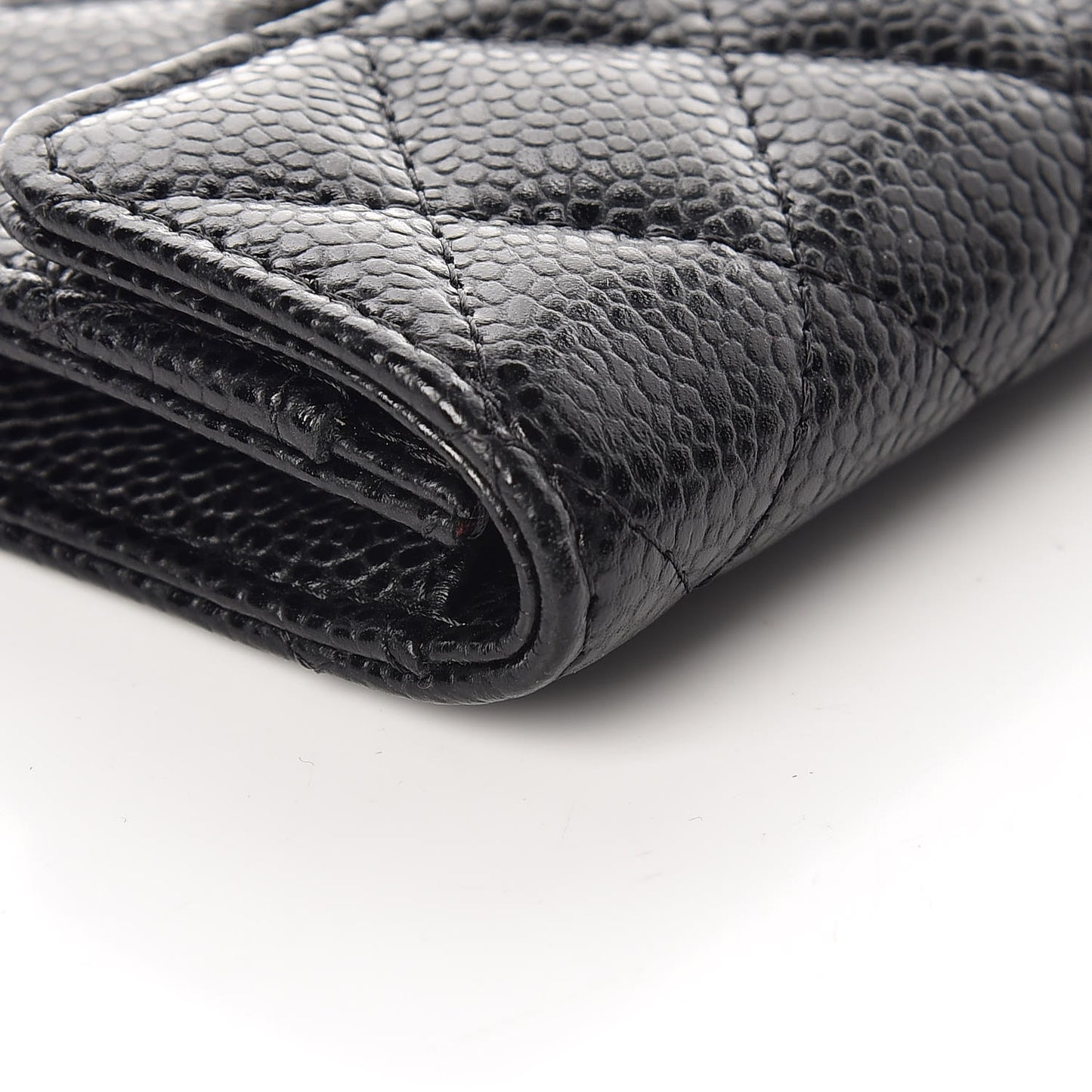 Caviar Quilted Flap Card Holder Black