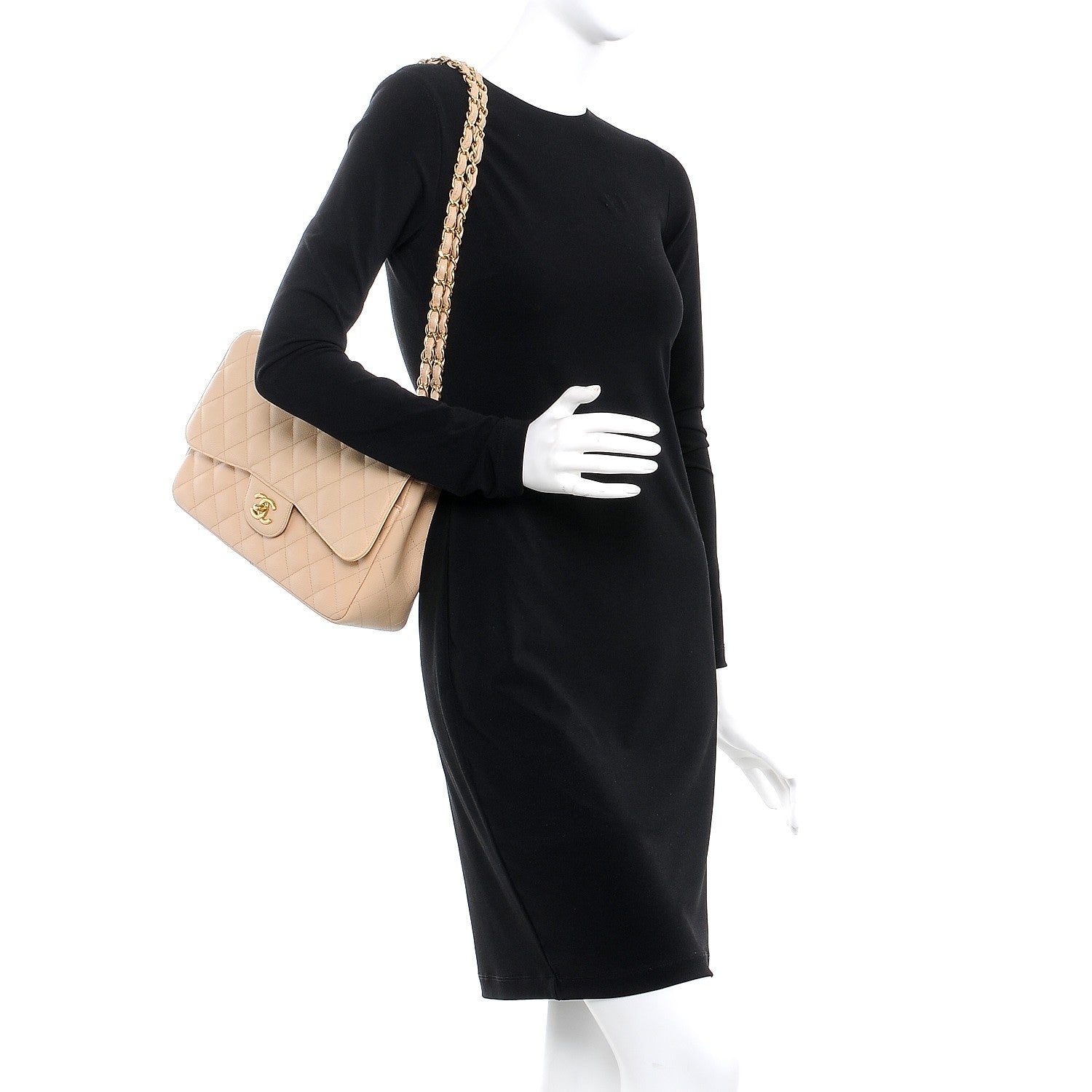 Chanel Caviar Quilted Jumbo Double Flap Beige Clair 3 of 14