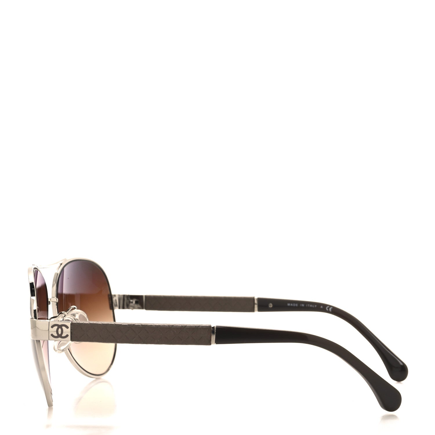 Chanel Lambskin Quilted CC Aviator Sunglasses 4195-Q-A Brown 3 of 7
