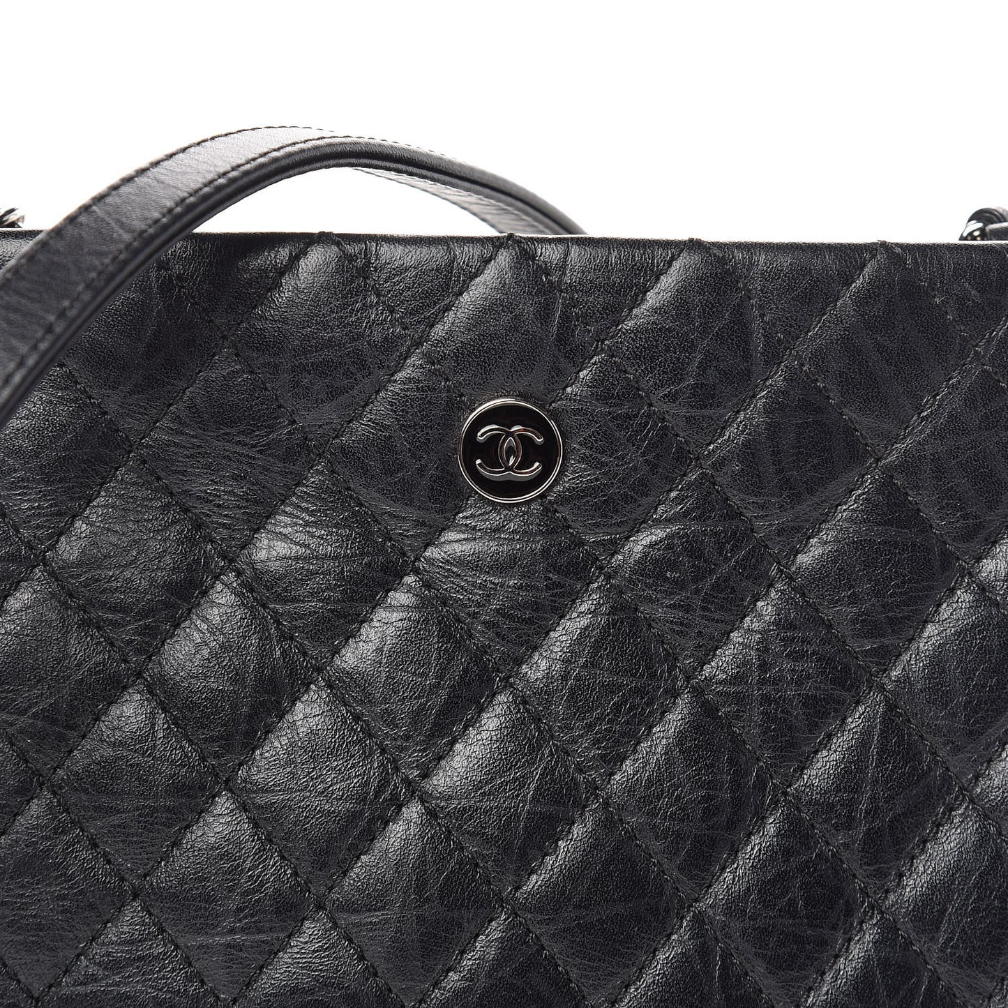 Aged Calfskin Quilted Crossbody Bag Black