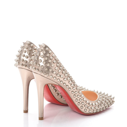 Christian Louboutin Metallic Calfskin Pigalle Spikes 100 Pumps 36 Beige Gold 4 of 7