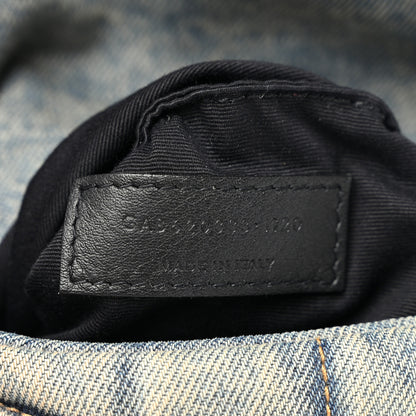 Saint Laurent Denim Quilted Toy Loulou Puffer Monogram Chain Satchel Blue Black 7 of 10