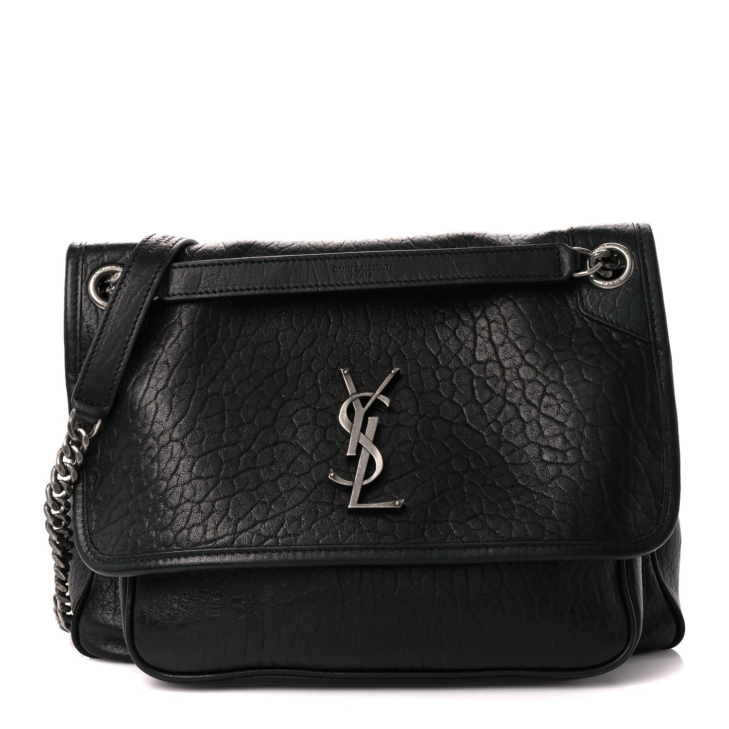 Saint Laurent Grained Lambskin Monogram Medium Niki Chain Satchel Black 1 of 11