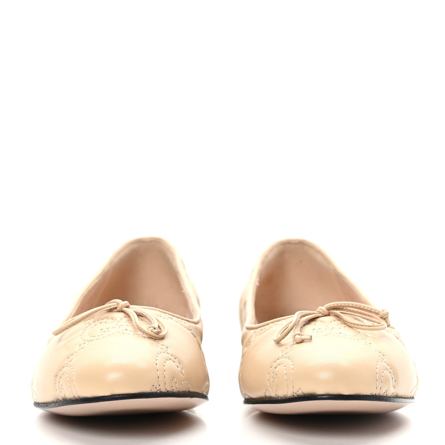 Gucci Nappa GG Matelasse Jolie Ballet Flats 39 Naturale 2 of 8
