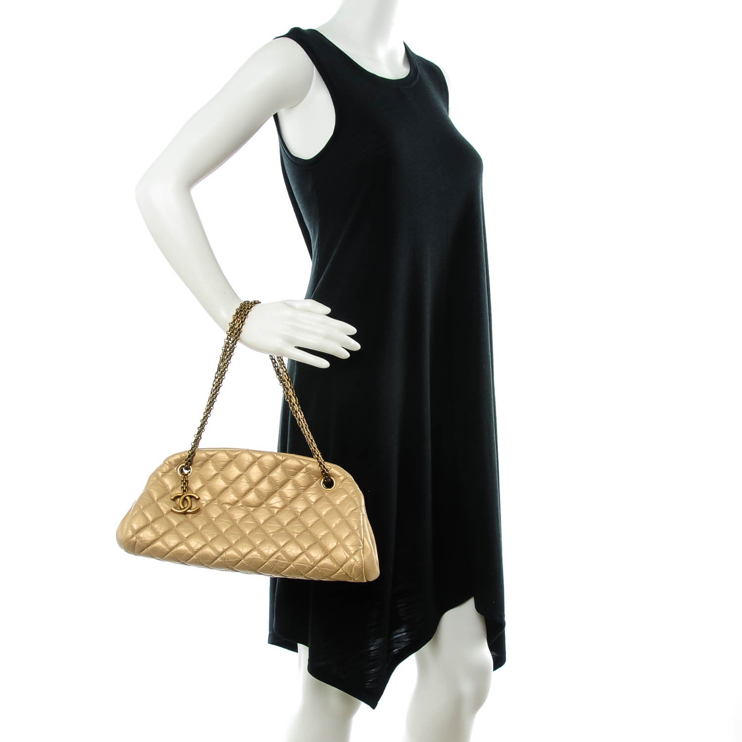 Chanel Calfskin Quilted Medium Just Mademoiselle Gold 2 of 7