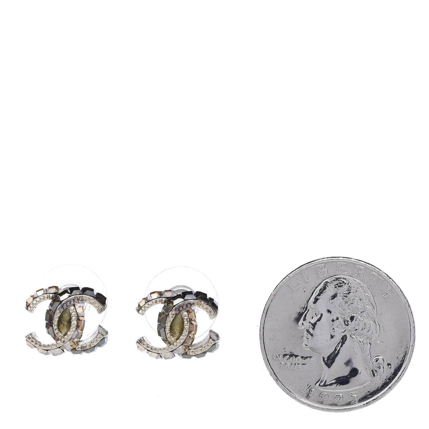 Chanel Baguette Crystal CC Earrings Silver 2 of 4