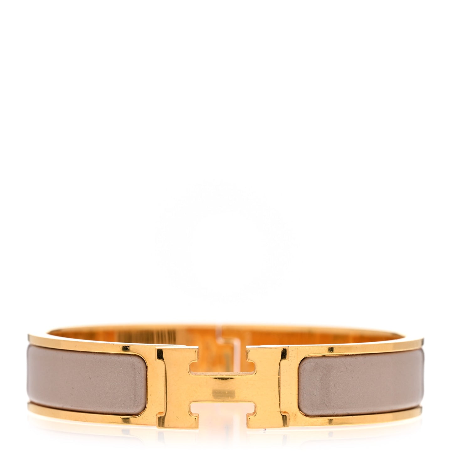 Enamel Narrow Clic Clac H Bracelet PM Marron Glace