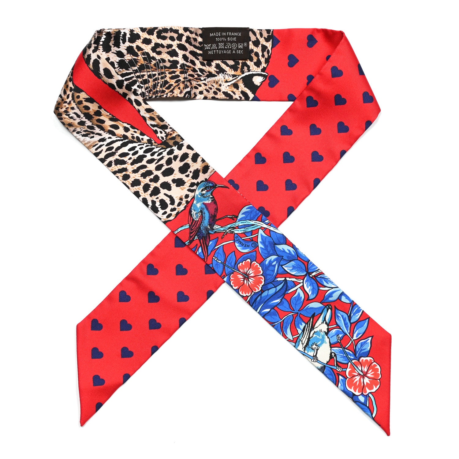 Hermes Silk Jungle Love Love Twilly Rouge Marine Fauve 1 of 3