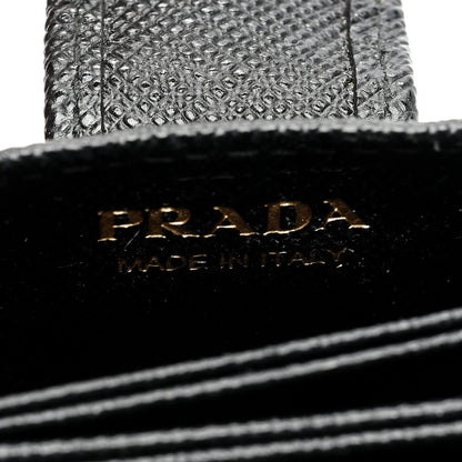 Prada Saffiano Metal Gusseted Card Holder Black 6 of 6
